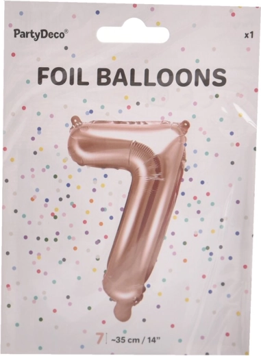 Balon din folie numărul 7 roz perlat 35 cm