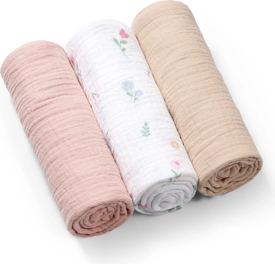 BabyOno scutece din muselină Super Soft roz 70 × 70 cm (3 buc.)