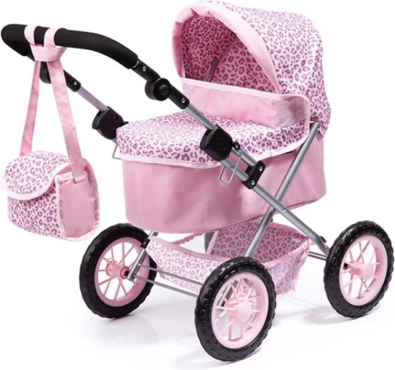 Cărucior pentru păpuși Bayer Trendy, roz, cu model leopard