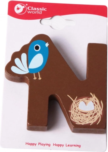 Literă din lemn N Classic World