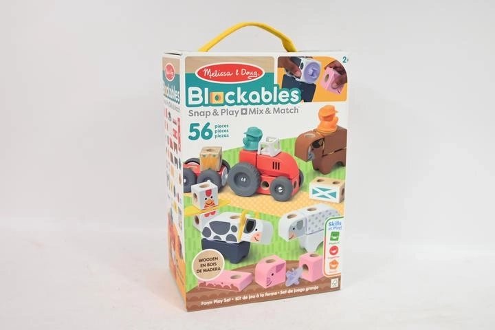Melissa & Doug Blockables la fermă – set de construcție din lemn