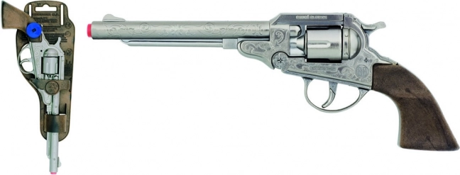Revolver de cow-boy argintiu, metalic - 8 focuri