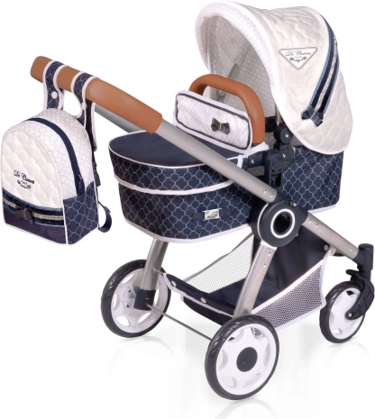 cărucior pliabil pentru păpuși 3 în 1 cu rucsăcel top collection 70 cm