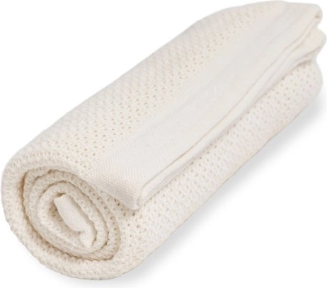 Vinter & Bloom pătură din bumbac organic soft grid pearl white