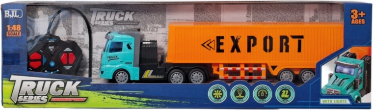 Camion de marfă cu telecomandă, cu remorcă pentru container și încărcător - 1 bucată