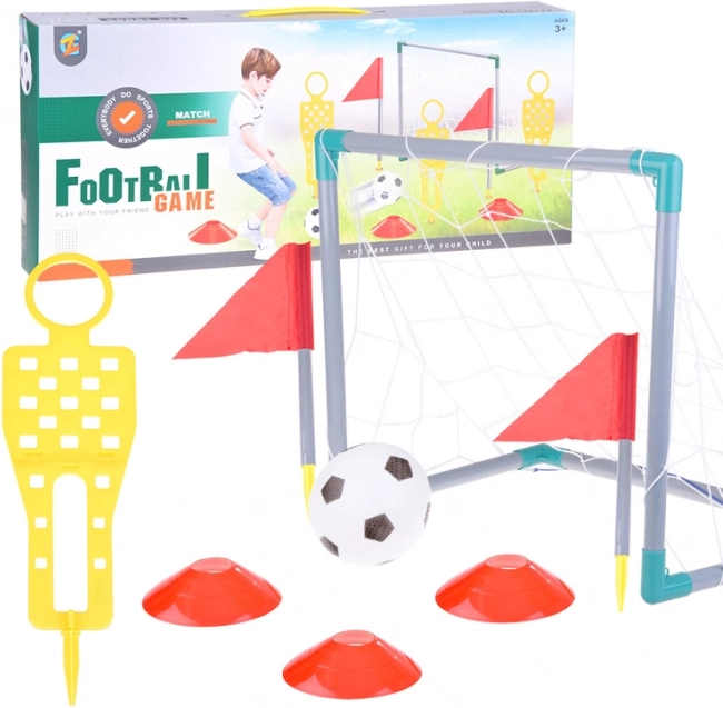 Poartă de fotbal pentru copii cu minge și conuri