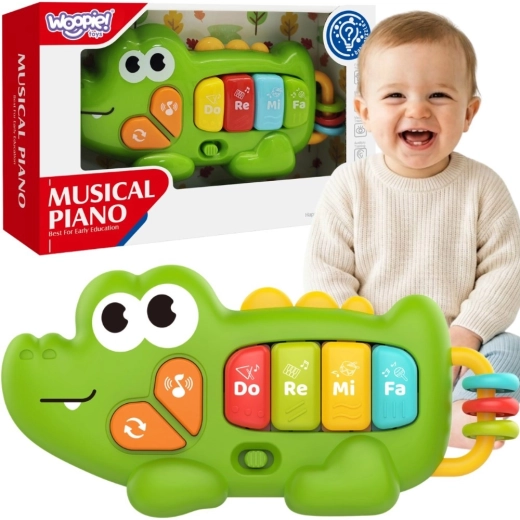 Pian interactiv pentru bebeluși Woopie – crocodil cu sunete și lumină 18m+