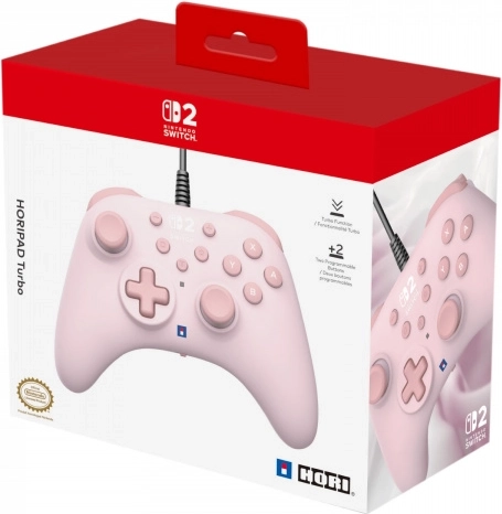 Controller cu fir HORI Horipad Turbo pentru Nintendo Switch, culoare Cozy Pink