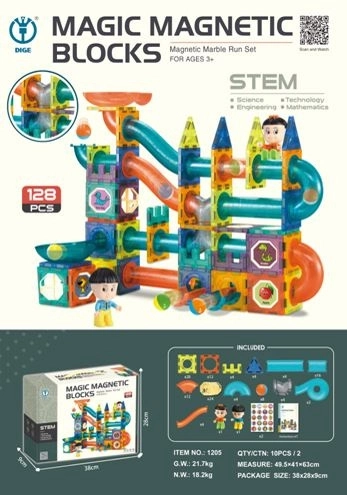 Set de construcții magnetice 128 piese
