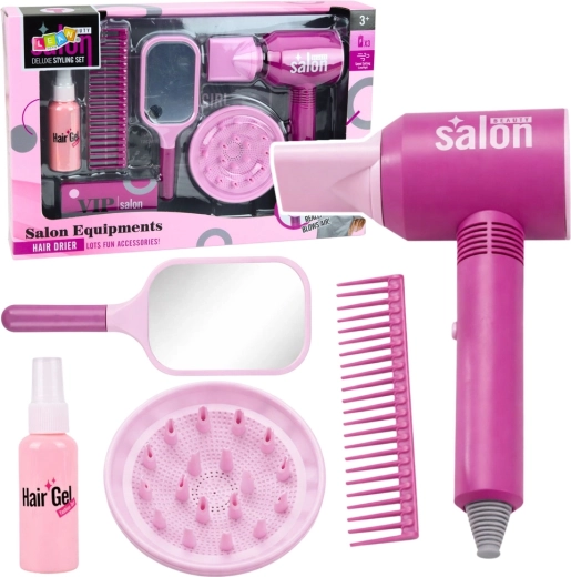 Set de coafură pentru copii cu uscător de păr, oglindă și accesorii