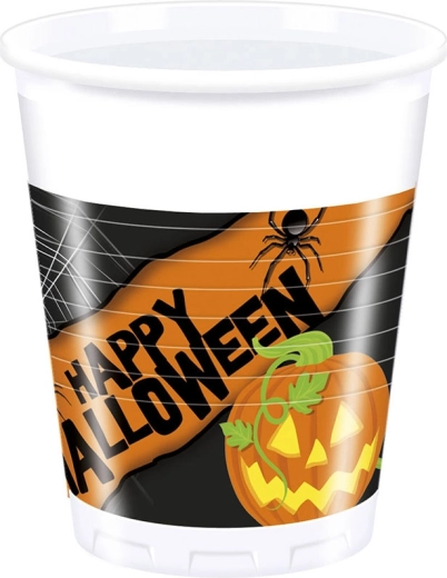 Pahare din plastic Happy Spooky Halloween 200 ml (8 buc)