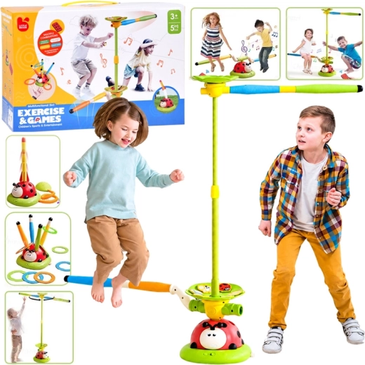 Set sportiv interactiv 5 în 1 buburuză cu sărituri, rachete, inele și telecomandă