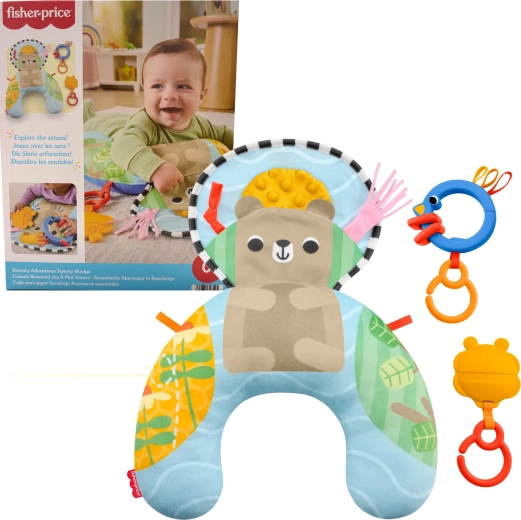 Perna senzorială Fisher-Price pentru bebeluși, cu jucării de explorat