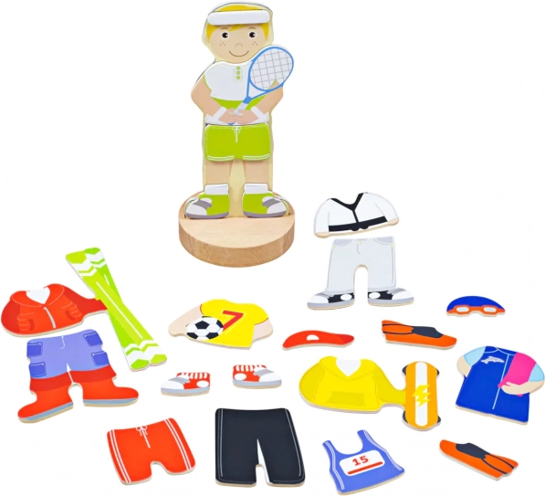 Puzzle magnetic de îmbrăcat – activități sportive Bigjigs Toys