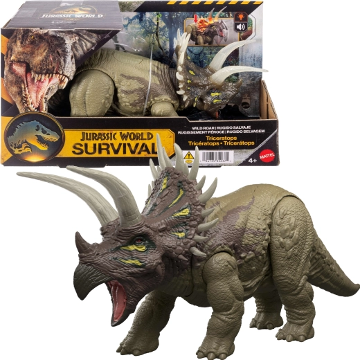 Mattel Jurassic World Triceratops de supraviețuire cu iluminare și sunet