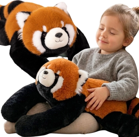 Panda de pluș ponderată Woopie, roșie, 65 cm, 2,5 kg