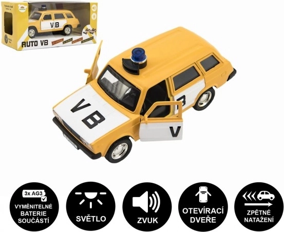 Mașină de poliție VB Lada Combi metal/plastic 12 cm cu lumină și sunet