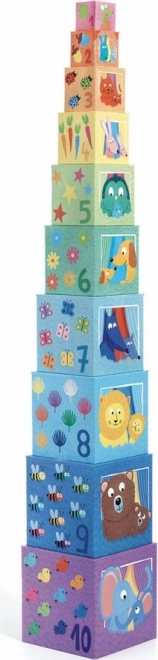 Cubiuri de stivuit DJECO pui – turn din cutii
