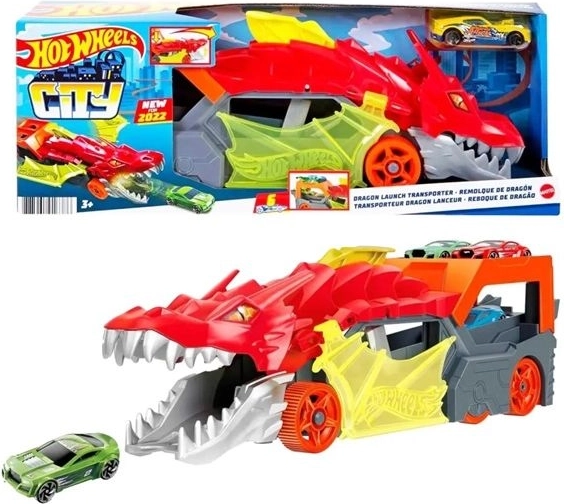 Hot Wheels City transportor cu dragon și lansator