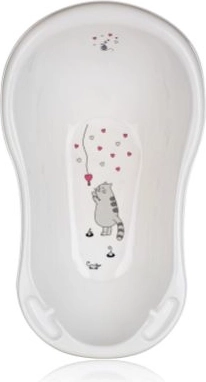 Cădiță pentru copii 84 cm cu decor pisică – alb