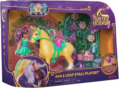 Set Unicorn Academy cu figurina Ava și unicornul Leaf, poartă și accesorii
