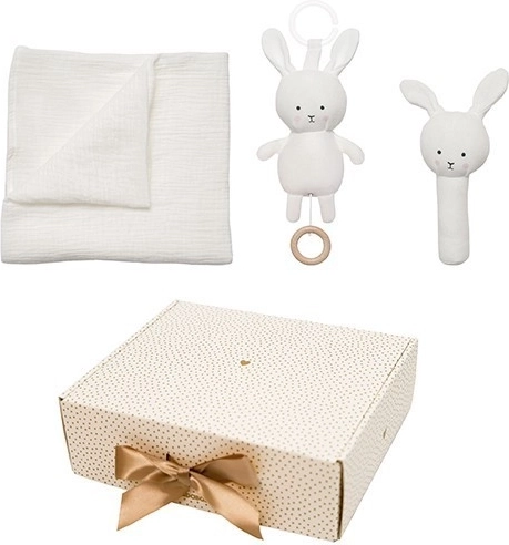 Jabadabado set cadou pentru bebeluș cu păturică din muselină bunny