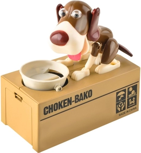 Pușculiță interactivă câine mâncător de monede CHOKEN-BAKO, maro