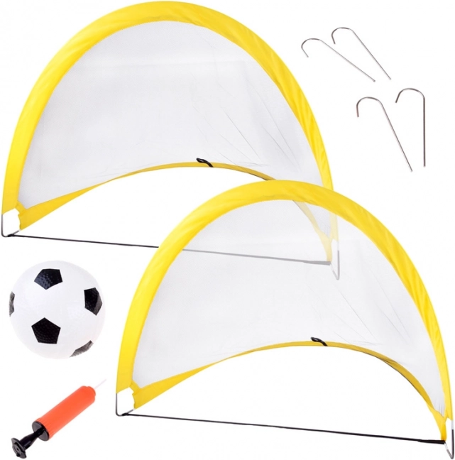 Porți de fotbal autoexpandabile x2 cu plasă și minge