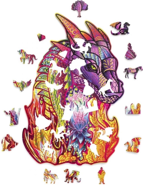 puzzle din lemn cu dragon