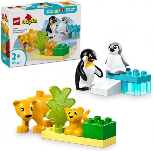 LEGO DUPLO Familii de animale sălbatice: pinguini și lei