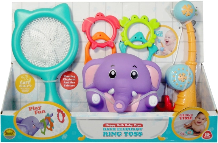 Jucărie de baie elefant cu inele și minciog