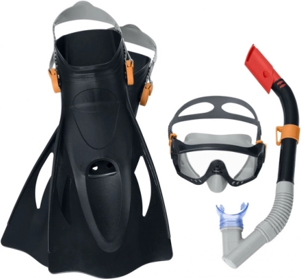 Set pentru snorkeling cu mască, snorkel și labe, negru BESTWAY