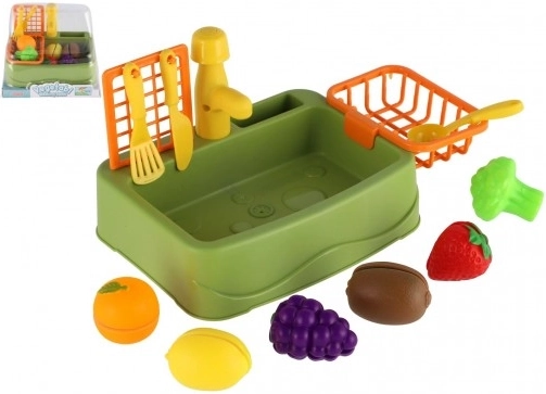 Chiuvetă de bucătărie pentru copii cu fructe – set din plastic pentru spălat vase, 18 × 12 cm