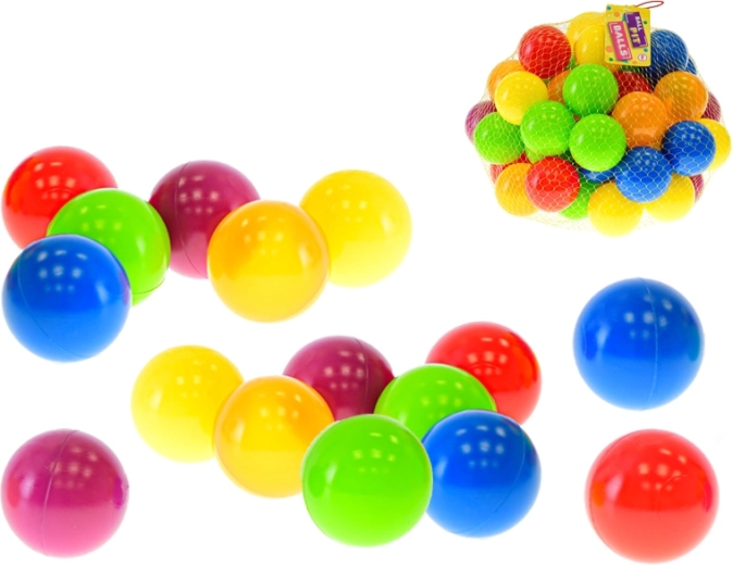 Bile colorate pentru colțul de joacă 6 cm, 50 bucăți în plasă