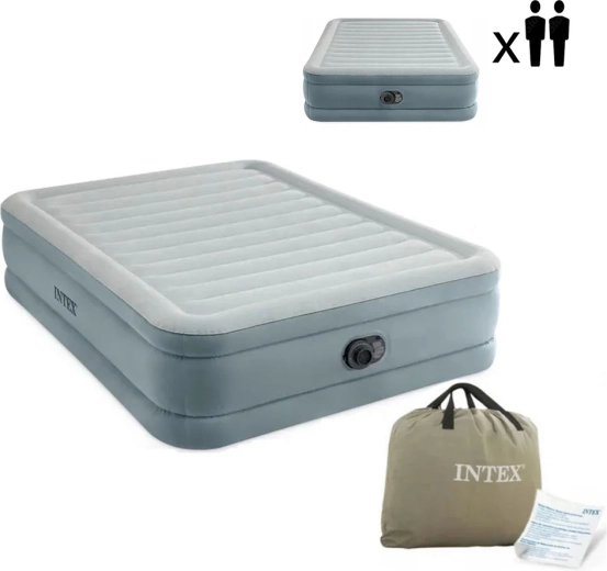 Saltea gonflabilă dublă 203 × 152 × 46 cm cu pompă electrică integrată INTEX