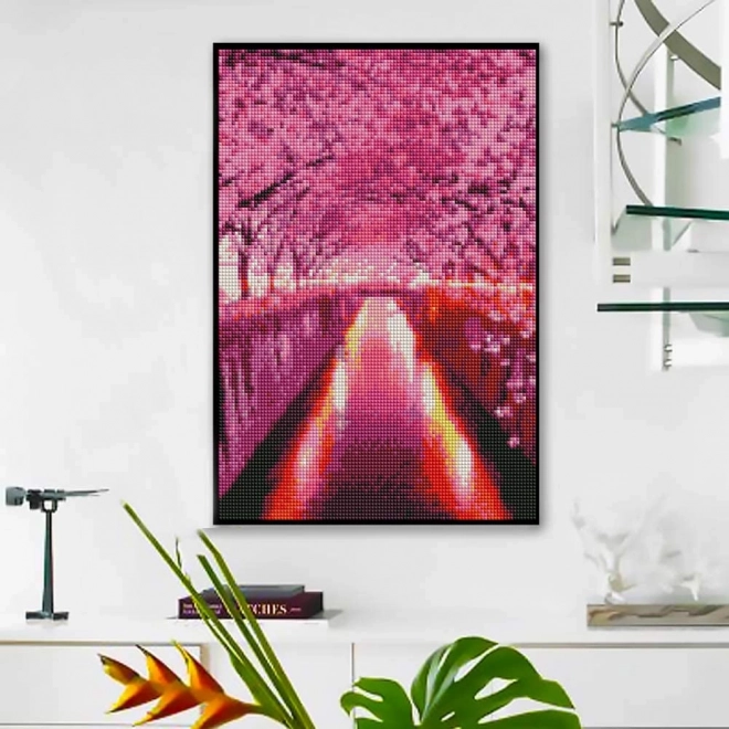 Pictură cu diamante – alee de cireși japonezi 30 × 40 cm