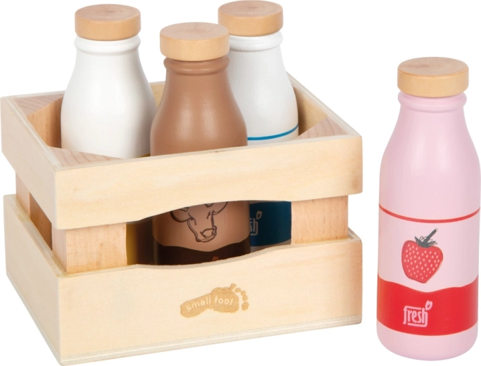 Small foot ladă din lemn cu băuturi lactate