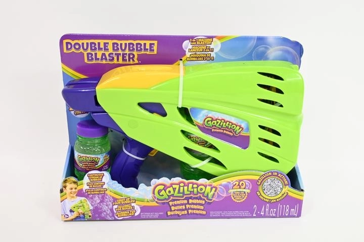 Gazillion Double Bubble Blaster 2v1 mașină de făcut baloane cu lumini LED