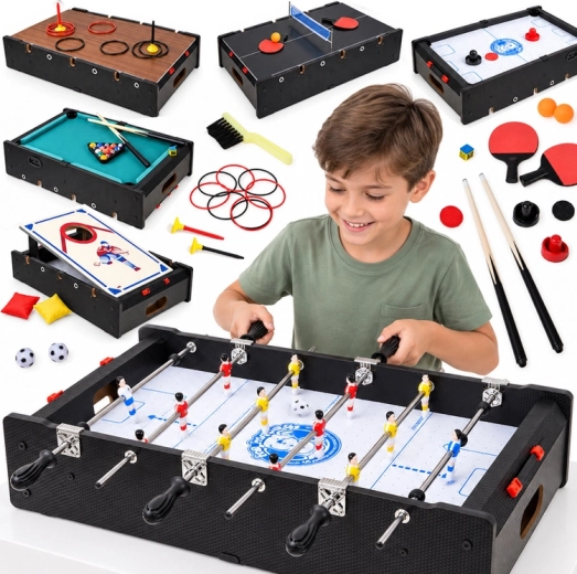 Masă de joc multifuncțională 6 în 1 cu air hockey electric