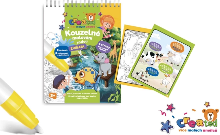 Colorat magic cu apă – bloc, 4 foi – Animăluțe