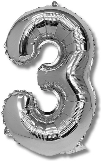 Balon din folie cifră 3 argintiu 40 cm