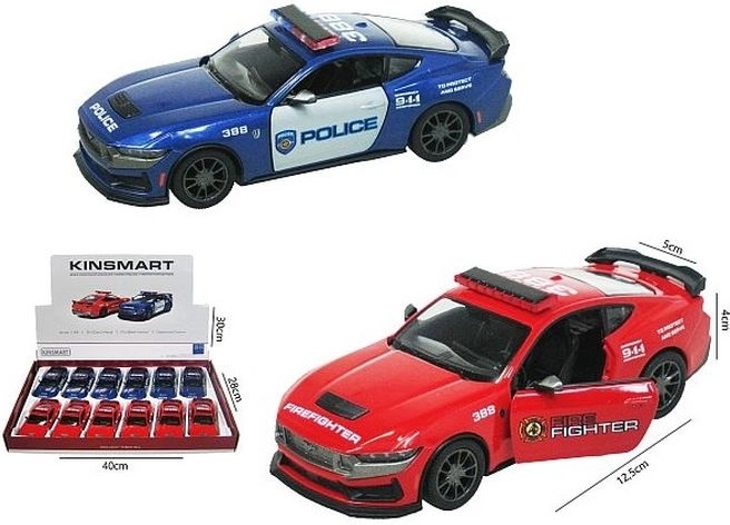 Model auto Ford Mustang 2024 Dark Horse – versiune de poliție sau pompieri, pull back