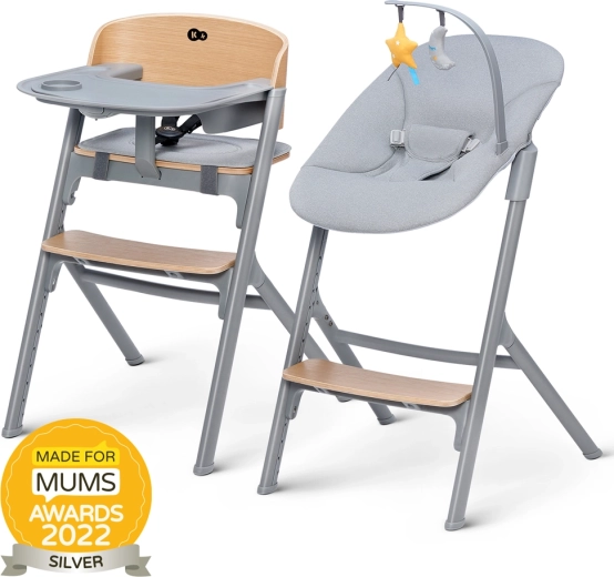 Kinderkraft Select set scaun de masă Livy Oak și balansoar Calmee Premium