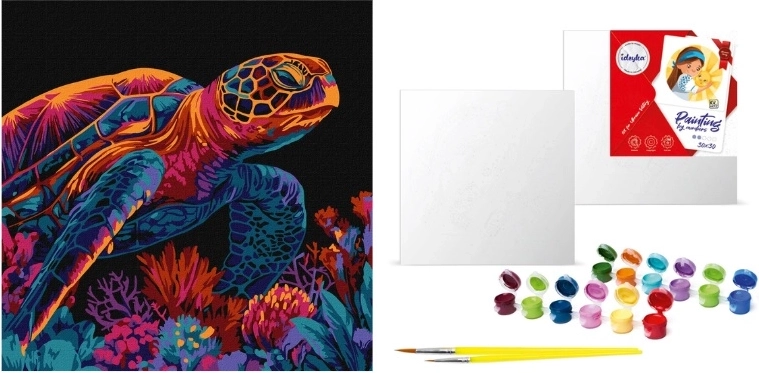 Pictură pe numere: țestoasa misterioasă 30 × 30 cm
