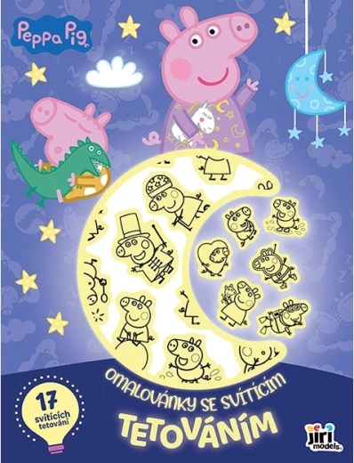 Carte de colorat cu tatuaje luminoase Peppa Pig