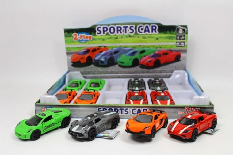 Mașinuță sport metalică 12 cm cu sunete și propulsie prin frecare (mix de culori)