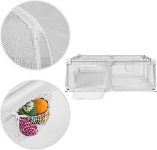 Construcție sigură din plasă cu fermoar exterior