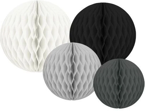 JaBaDaBaDo decorațiuni din hârtie tip honeycomb mix negru (4 buc.)