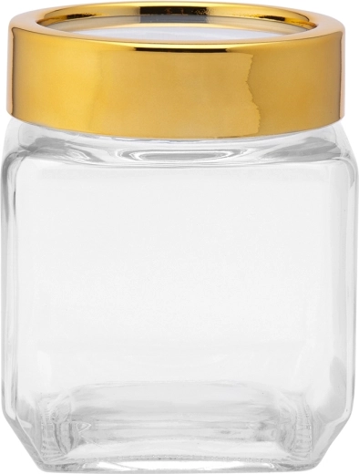 Altom Design borcan pătrat din sticlă cu capac auriu 500 ml