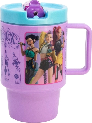 Cana mare din plastic cu pai 530 ml K-pop: vânătoarele de demoni - 1 bucată